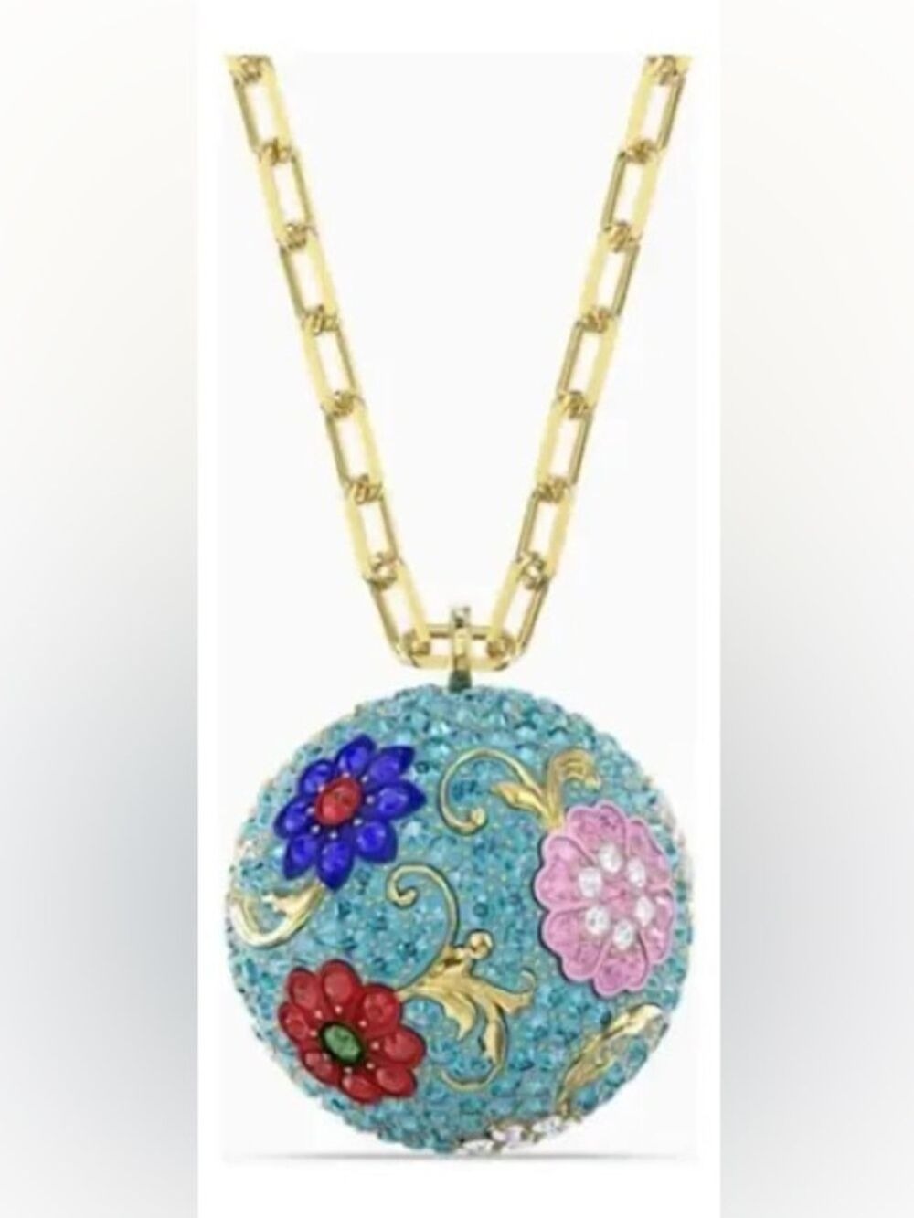 Swarovski Flower of Fortune Necklace Gold Tone Crystal Rare Asia Limit. New Year - Picture 2 of 7
